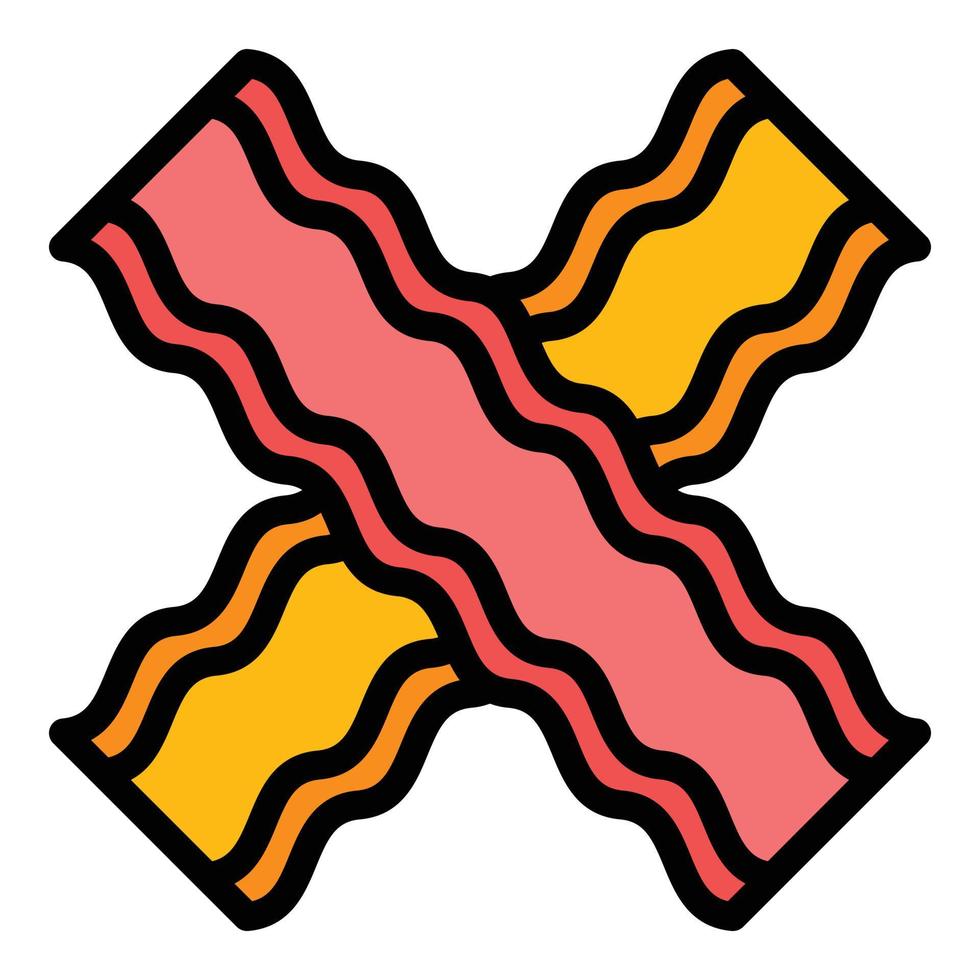 bacon nötkött ikon Färg översikt vektor