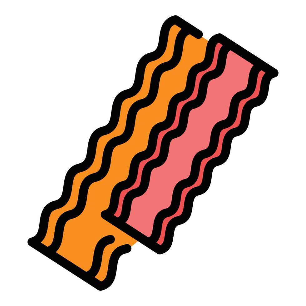 bacon rå ikon Färg översikt vektor