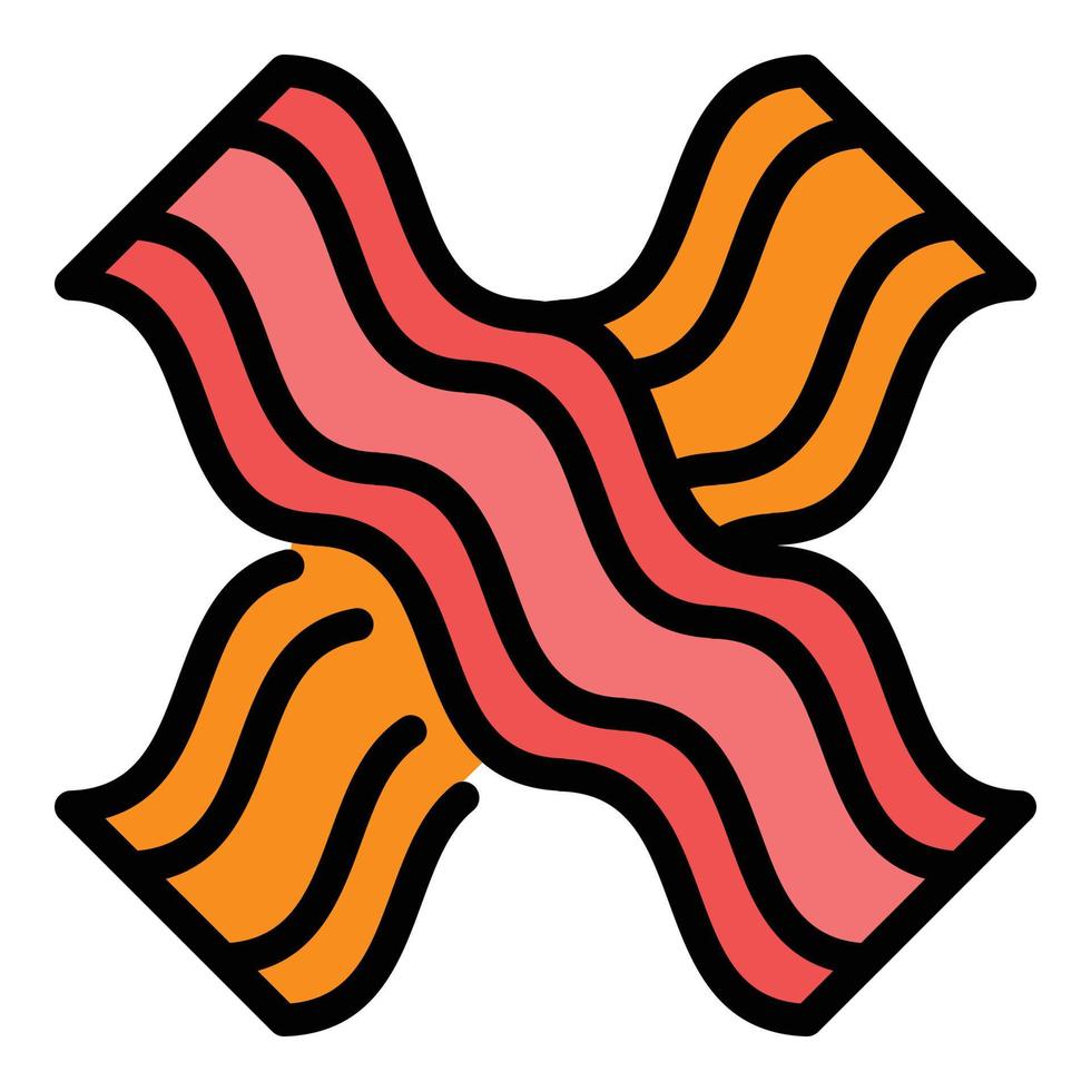 bacon rökt ikon Färg översikt vektor