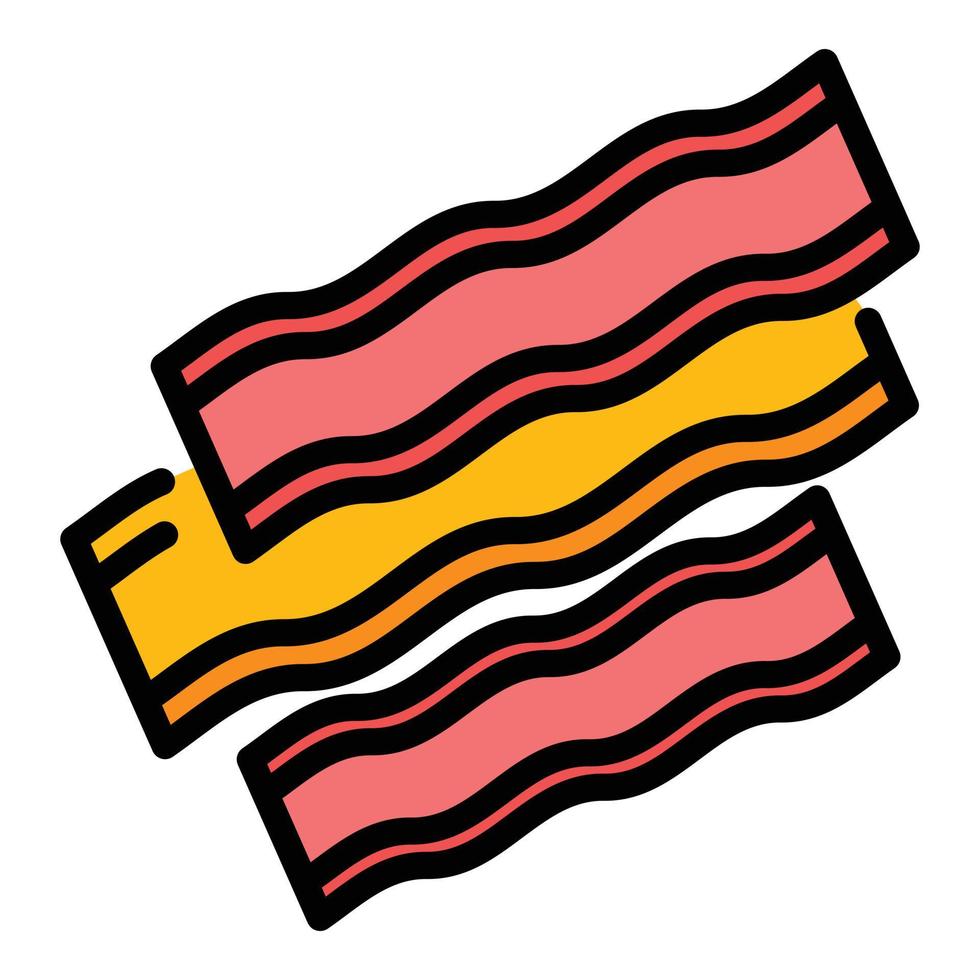 bacon utegrill ikon Färg översikt vektor