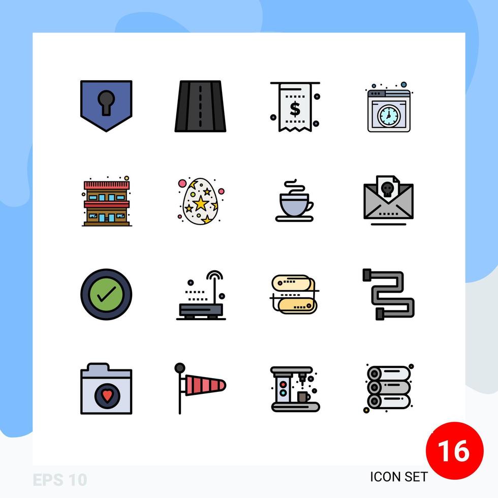 mobil gränssnitt platt Färg fylld linje uppsättning av 16 piktogram av boende uppkopplad valuta internet moln redigerbar kreativ vektor design element