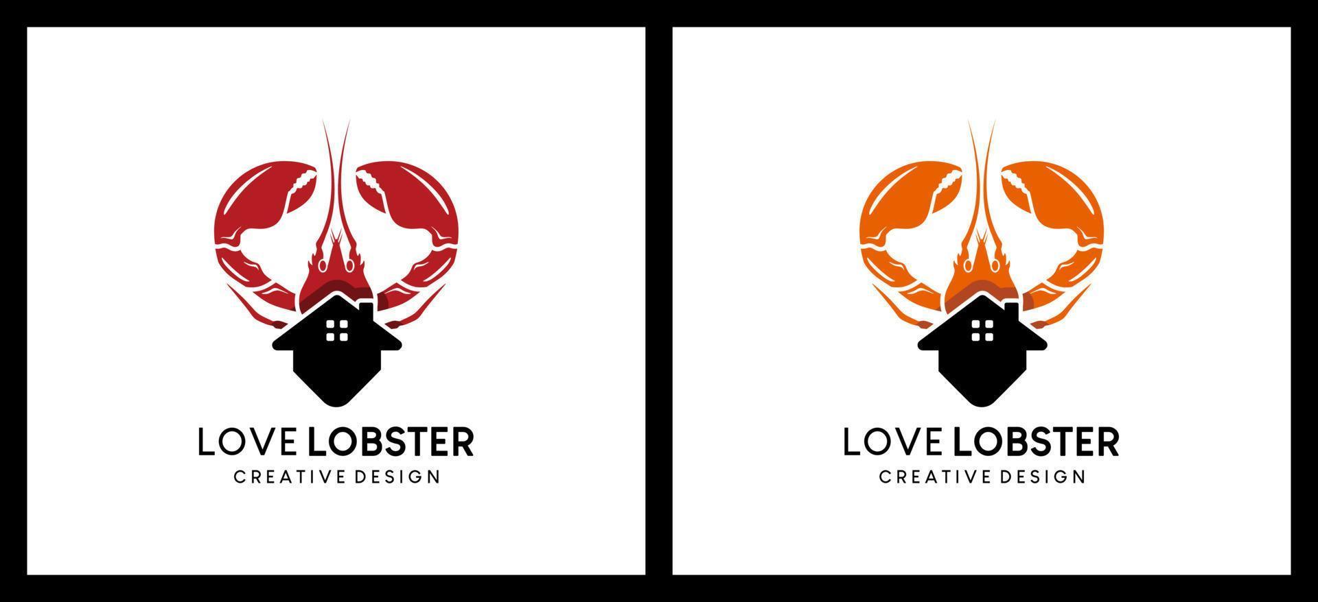 Hummer-Logo-Design mit dem Konzept der Liebe, Vektorillustration für ein Logo für ein Hummer-Restaurant oder ein Fischrestaurant vektor