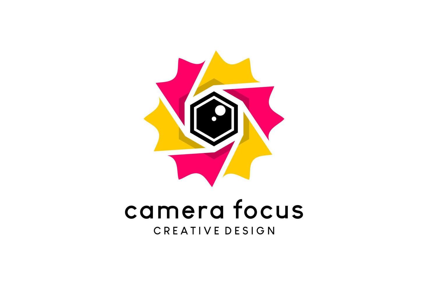kamera lins vektor illustration logotyp design med kreativ geometrisk begrepp
