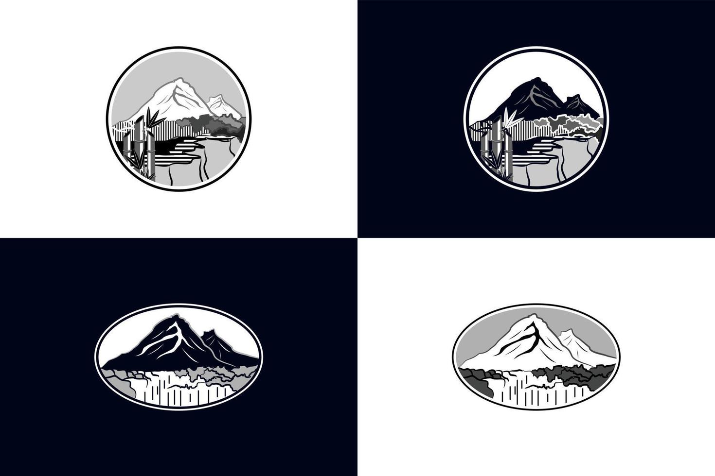 Berg flache Silhouette Illustration Logo-Design mit handgezeichnetem kreativem Konzept vektor