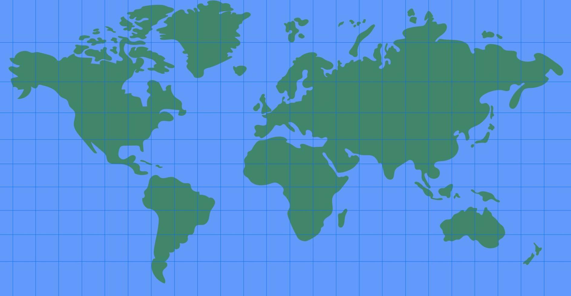 värld Karta Färg vektor illustration. silhuett Karta. grön och blå färger