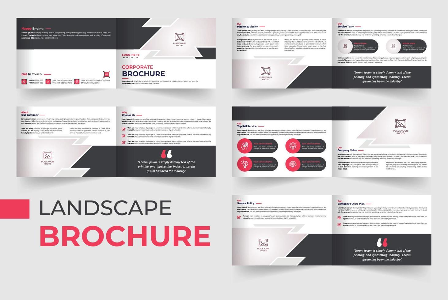 företag profil 10 sidor landskap broschyr mall vektor