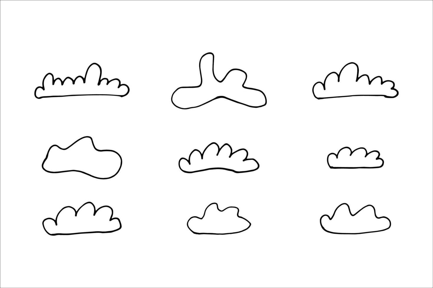 klotter vektor moln illustration. söt moln uppsättning. vektor stock illustration.
