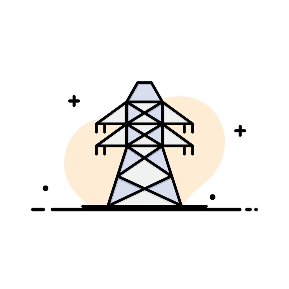 flache farbe der übertragungsturm-geschäftslogoschablone der elektrischen energieübertragung vektor