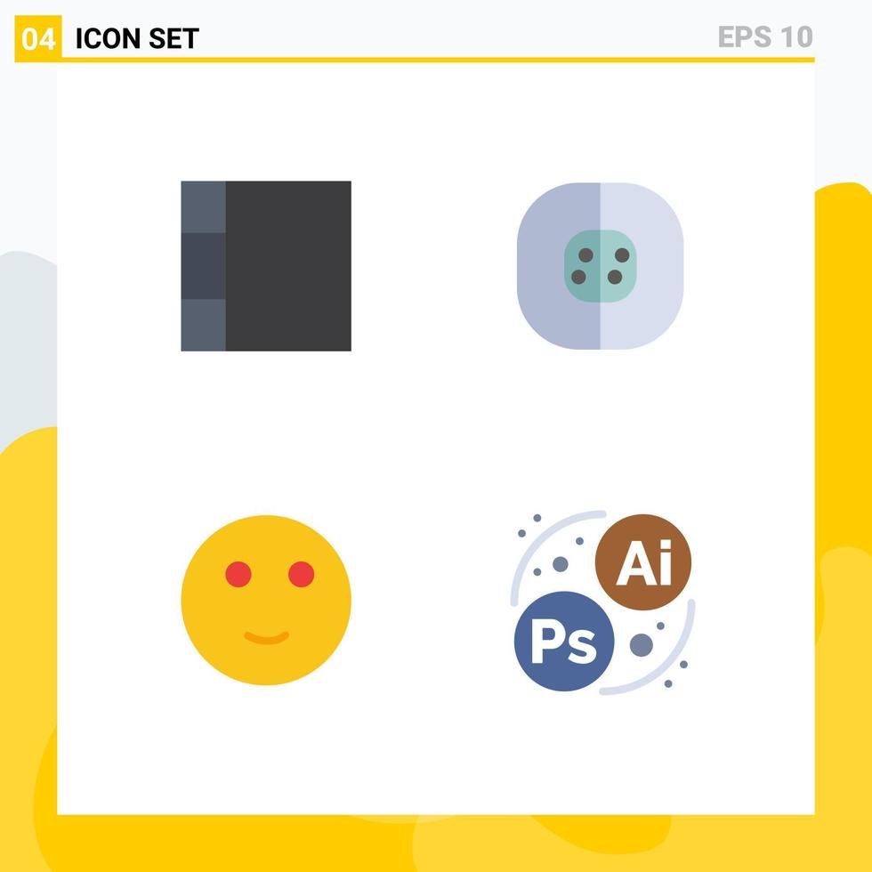 Flaches Icon-Paket mit 4 universellen Symbolen des Grid-Schulbiologie-Labor-Brandings editierbarer Vektordesign-Elemente vektor