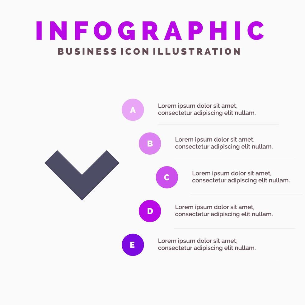 Pfeil nach unten solides Symbol Infografiken 5 Schritte Präsentationshintergrund vektor