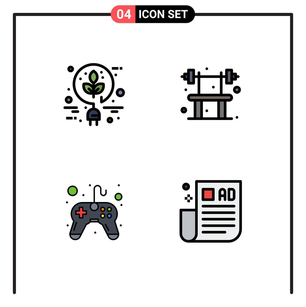 stock vektor ikon packa av 4 linje tecken och symboler för bio kontrollant grön kondition video spel redigerbar vektor design element