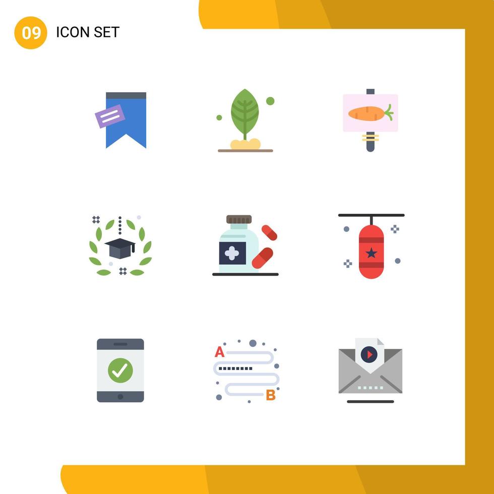 uppsättning av 9 kommersiell platt färger packa för piller universitet ägg gradering tilldela redigerbar vektor design element