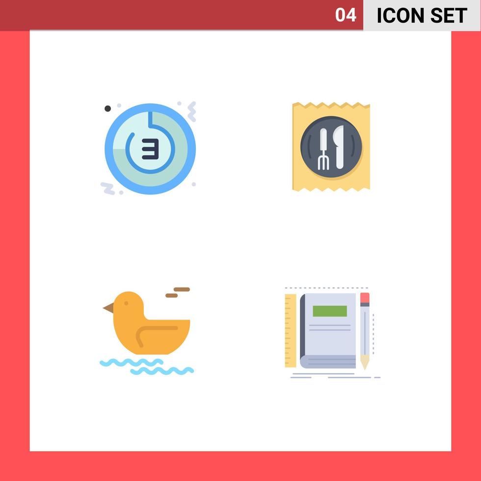 packa av 4 modern platt ikoner tecken och symboler för webb skriva ut media sådan som nedräkning Anka klocka hotell kanada redigerbar vektor design element