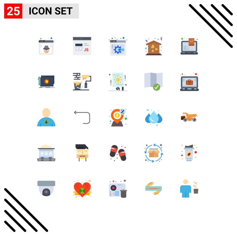 uppsättning av 25 modern ui ikoner symboler tecken för affär flytta utveckling kärlek Hem redigerbar vektor design element