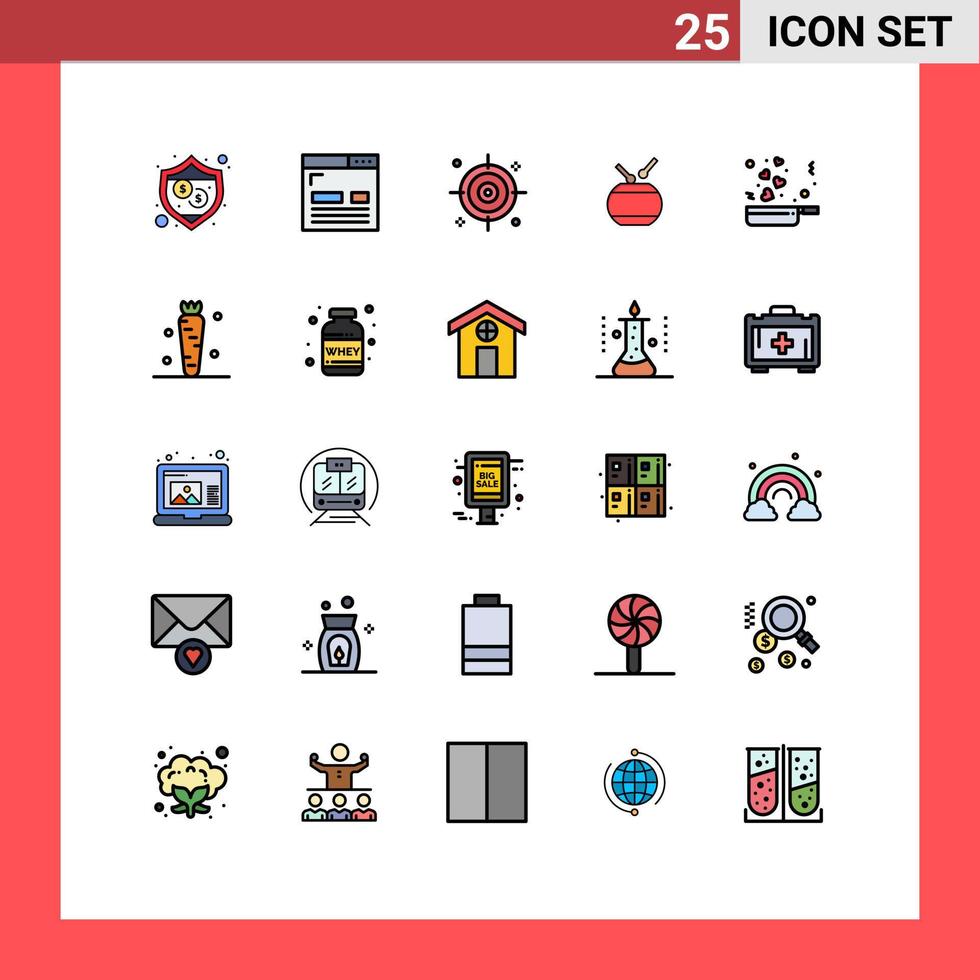 modern uppsättning av 25 fylld linje platt färger pictograph av kärlek matlagning företag kinesisk firande redigerbar vektor design element