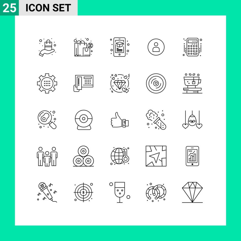 25 universelle Linien für Web- und mobile Anwendungen Konten ui Bildung grundlegende, vom Menschen bearbeitbare Vektordesign-Elemente vektor