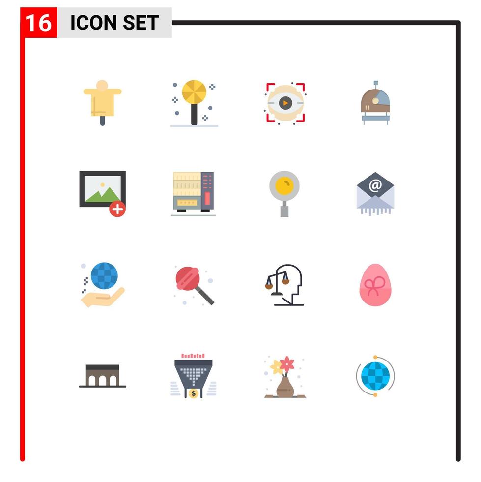 Gruppe von 16 flachen Farbzeichen und Symbolen für Möbel Neuer Augapfel fügt Helm hinzu editierbares Paket kreativer Vektordesign-Elemente vektor