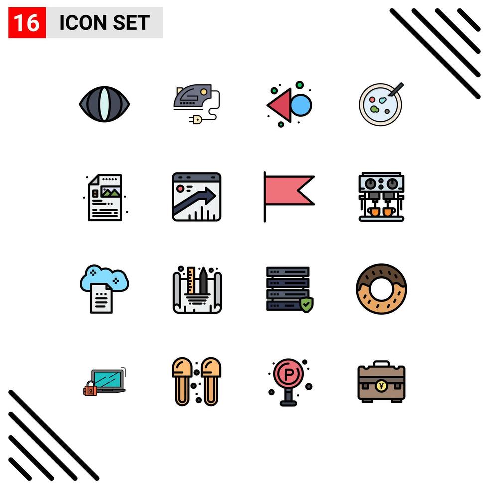 universell ikon symboler grupp av 16 modern platt Färg fylld rader av bild bearbeta vänster kreativ analys redigerbar kreativ vektor design element