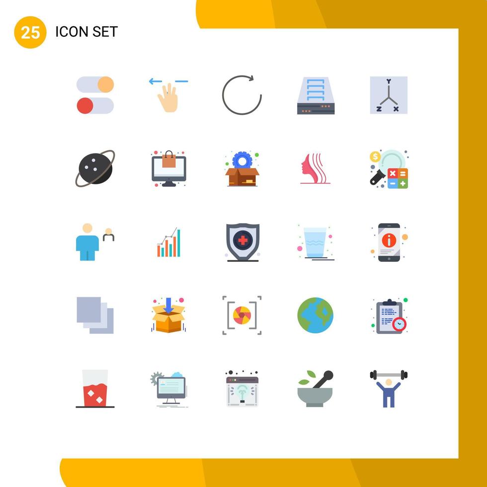 piktogram uppsättning av 25 enkel platt färger av plats kontor tre fingrar låda arkiv redigerbar vektor design element