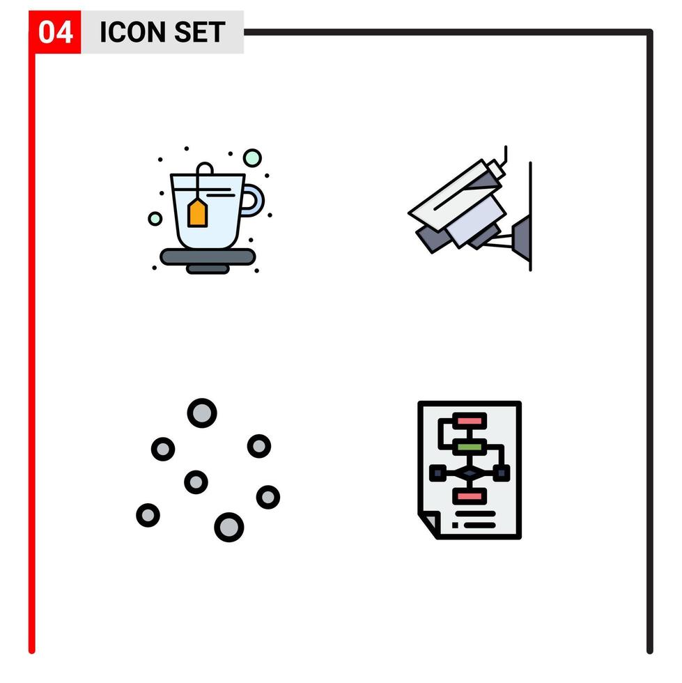 moderner Satz von 4 gefüllten flachen Farben und Symbolen wie Cup Marine Camera Surveillance Corporate editierbare Vektordesign-Elemente vektor