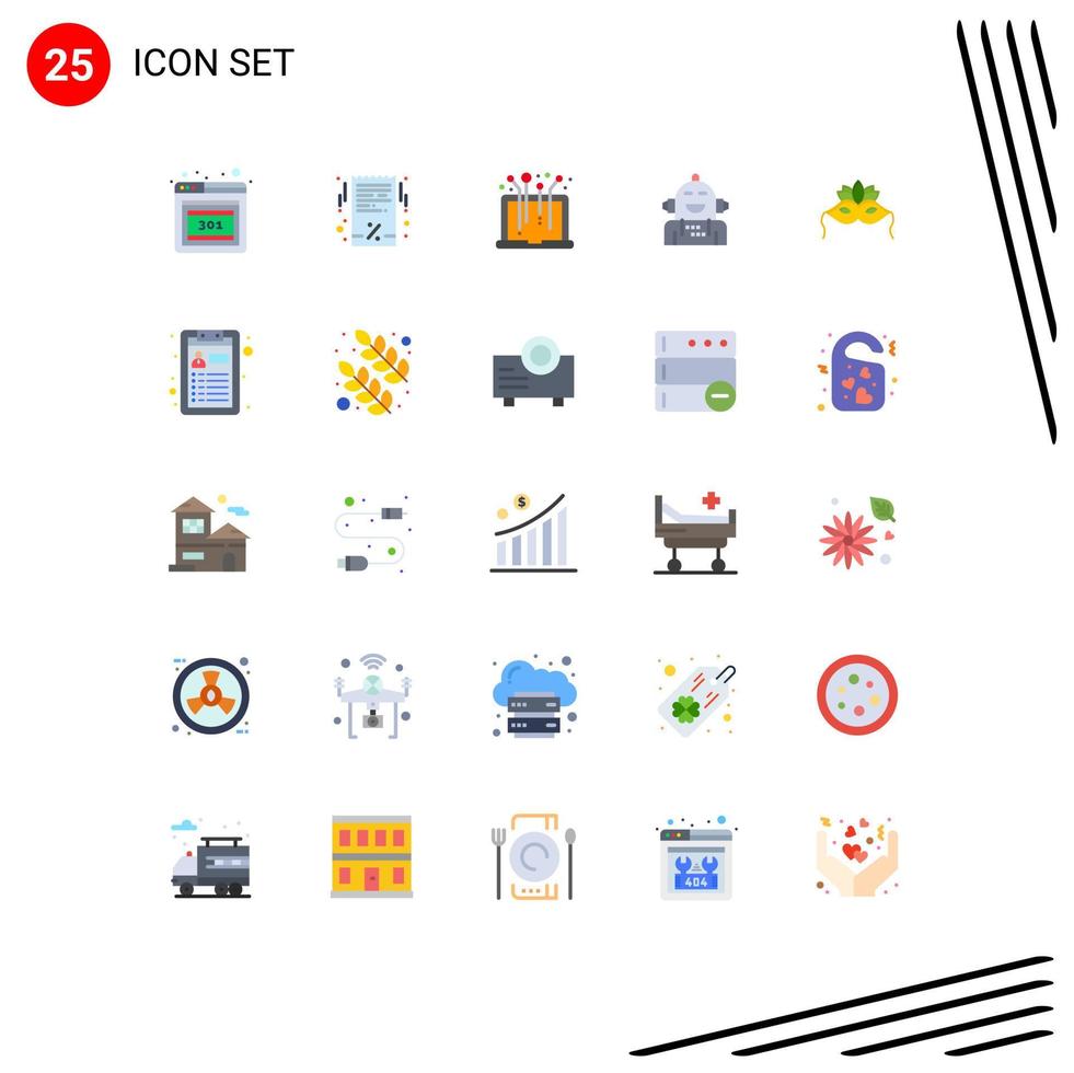 Stock Vector Icon Pack mit 25 Linienzeichen und Symbolen für Kostümgefühl Laptop emotionale künstliche editierbare Vektordesign-Elemente