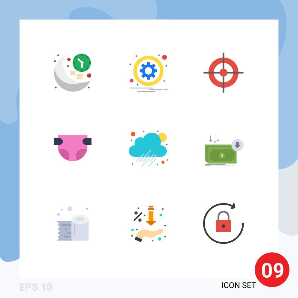 9 universelle flache Farben für Web- und mobile Anwendungen Cloud-Windeleinstellung Baby-Shooting editierbare Vektordesign-Elemente vektor