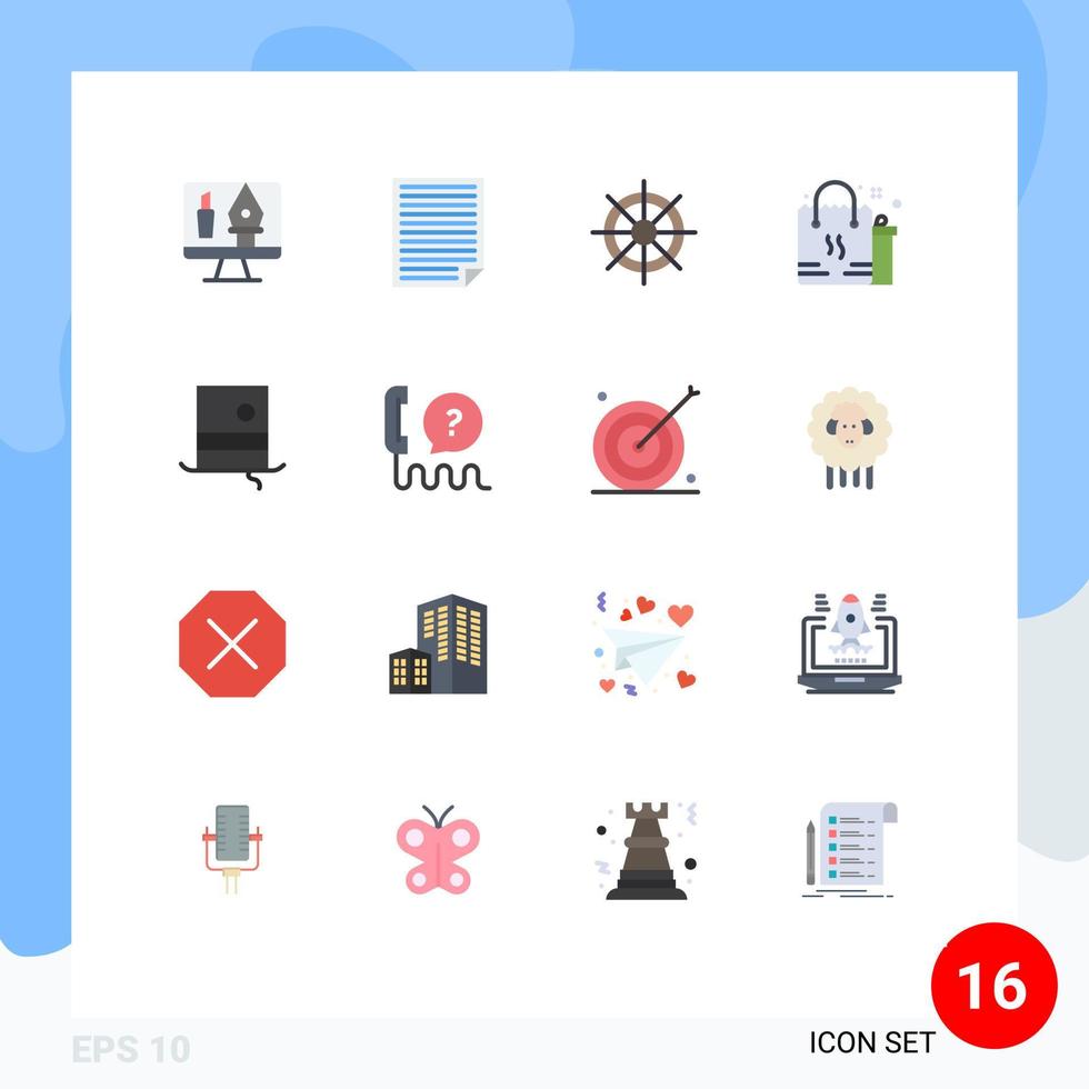 16 universell platt Färg tecken symboler av eid gåva Rapportera väska hjul redigerbar packa av kreativ vektor design element