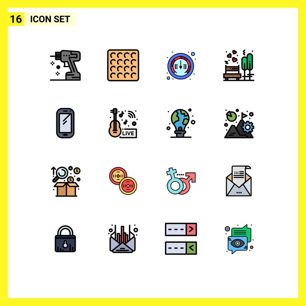 platt Färg fylld linje packa av 16 universell symboler av smart telefon träd internet parkera datum redigerbar kreativ vektor design element