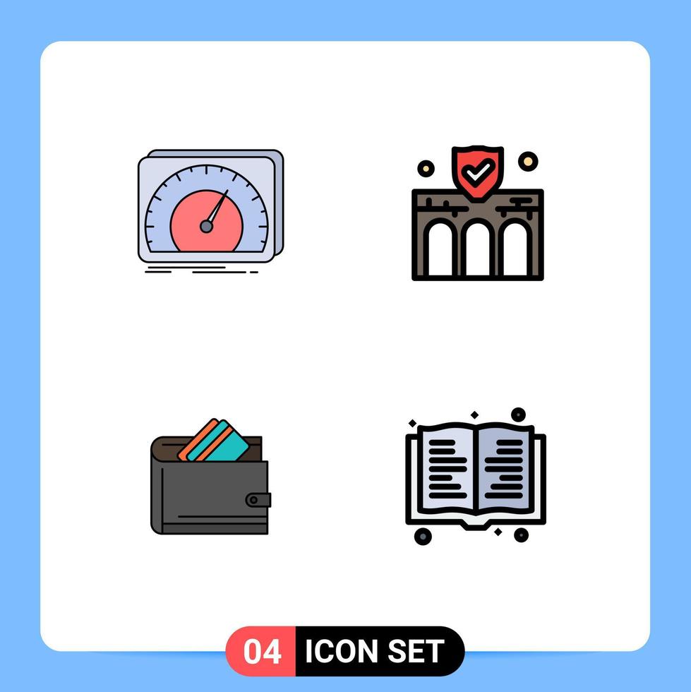 Stock Vector Icon Pack mit 4 Zeilenzeichen und Symbolen für das Dashboard Property Test Business Cash editierbare Vektordesign-Elemente
