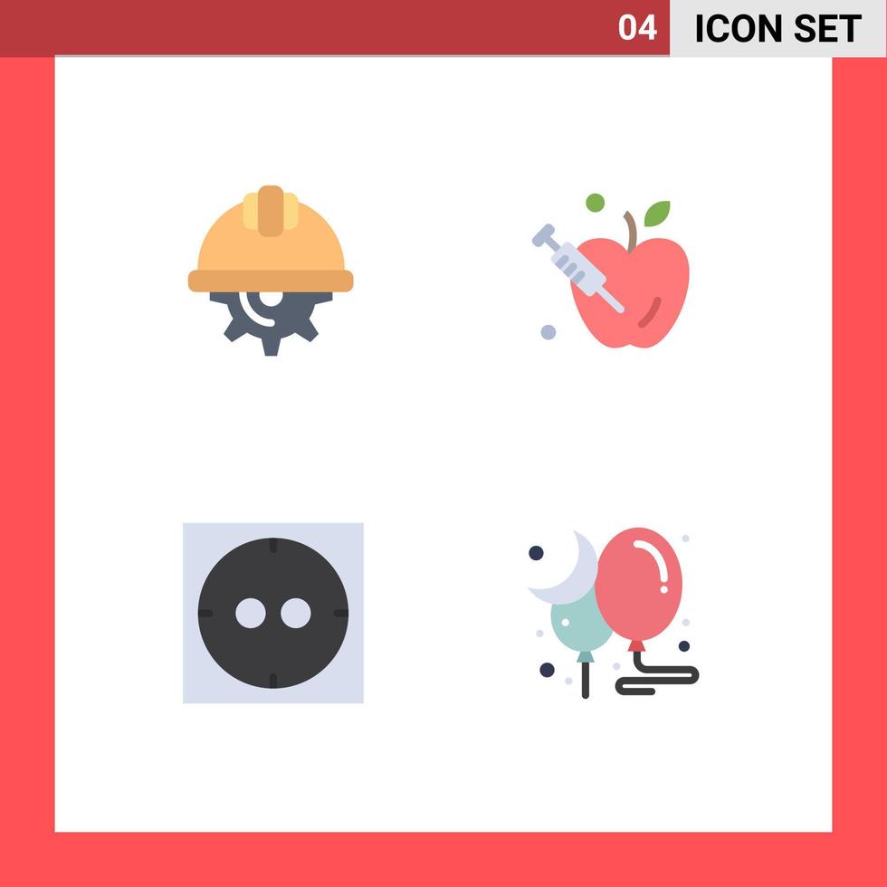 flaches Icon-Paket mit 4 universellen Symbolen der Kappensockelarbeit Schwerkraft Mond editierbare Vektordesign-Elemente vektor