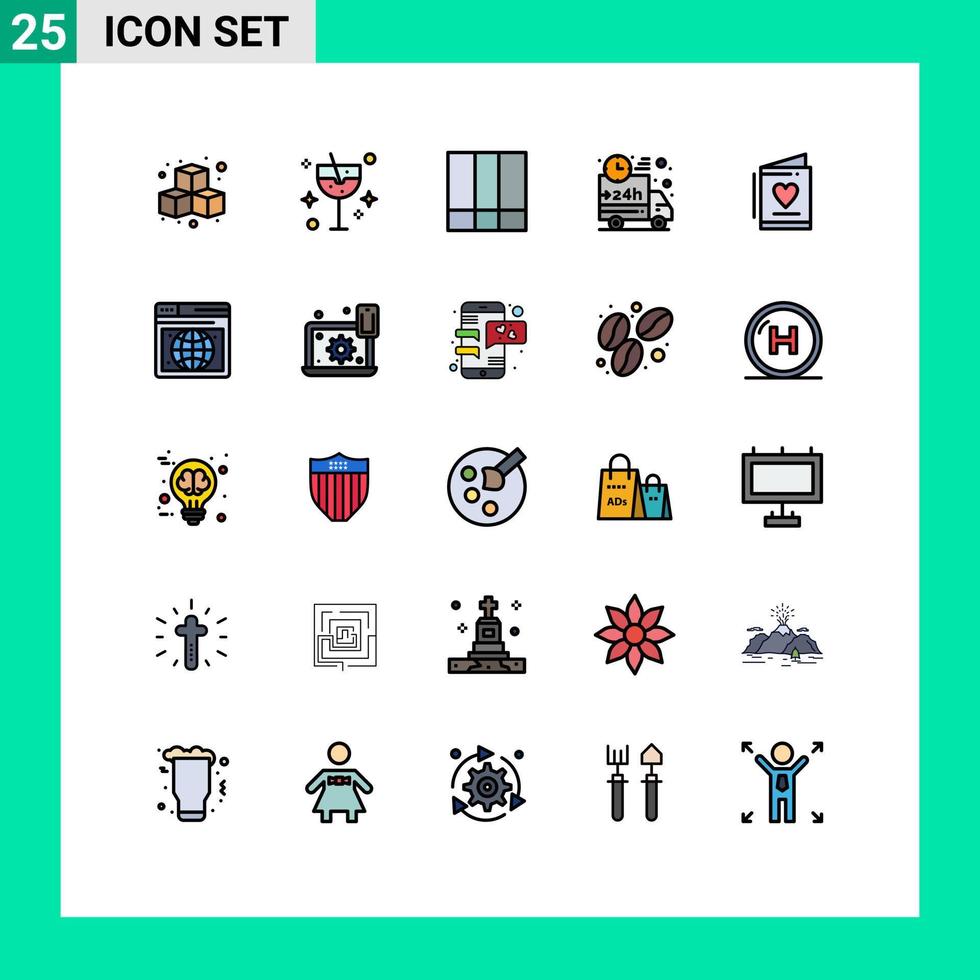 25 kreativ ikoner modern tecken och symboler av kort frakt rutnät lastbil bil redigerbar vektor design element