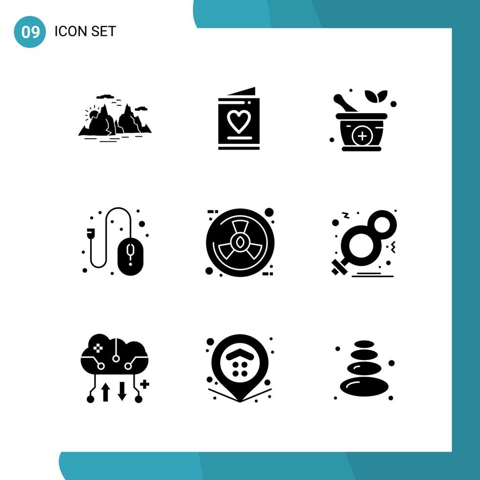 Vektorpaket mit 9 Glyphensymbolen Solid Style Icon Set auf weißem Hintergrund für Web und Mobile Creative Black Icon Vektorhintergrund vektor