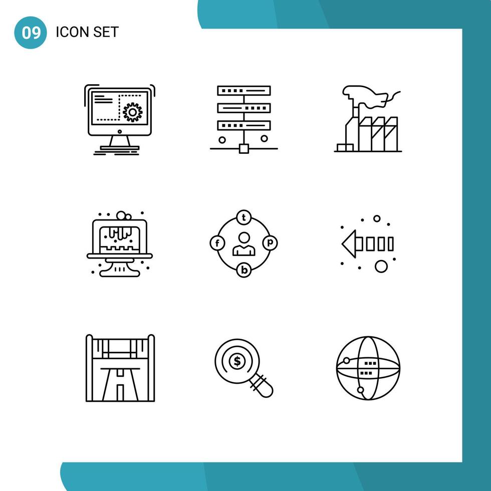 satz von 9 modernen ui symbolen symbole zeichen für dessert geburtstagsserver backen interesse editierbare vektordesignelemente vektor