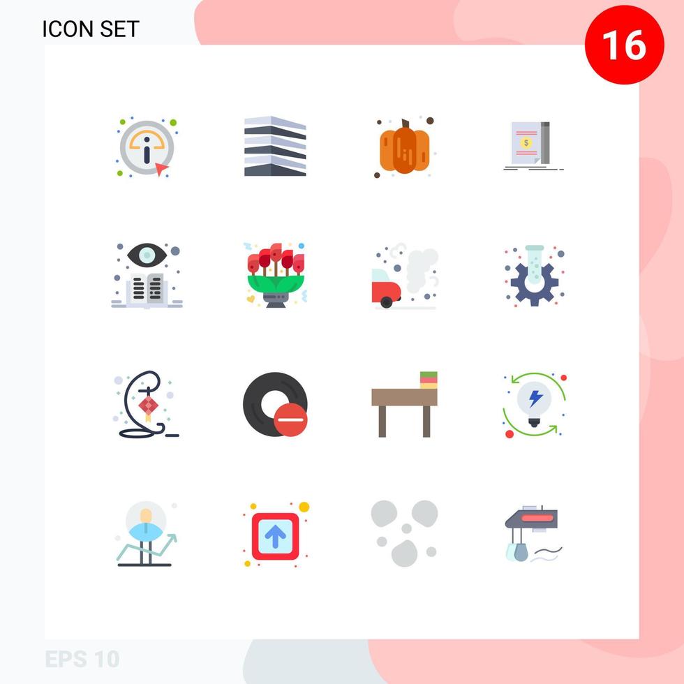 16 platt Färg begrepp för webbplatser mobil och appar övervakad ny egendom pengar bok redigerbar packa av kreativ vektor design element
