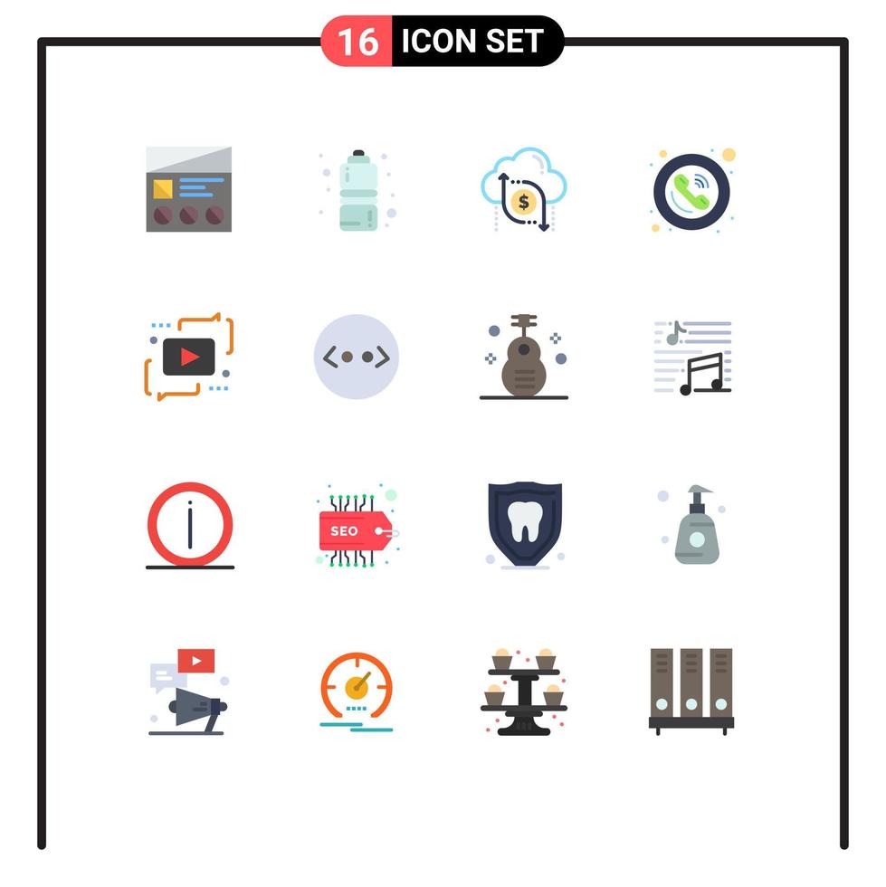 uppsättning av 16 kommersiell platt färger packa för tecken telefon vatten ram pil redigerbar packa av kreativ vektor design element