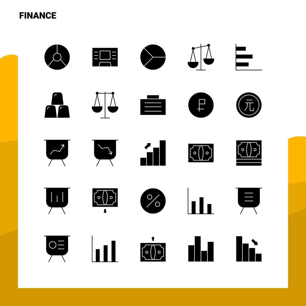 25 Finanz-Icon-Set solide Glyphen-Icon-Vektor-Illustrationsvorlage für Web- und mobile Ideen für Unternehmen vektor