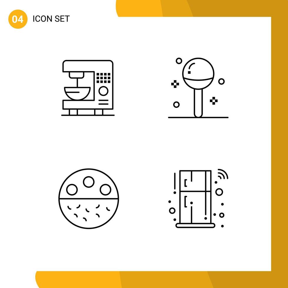 satz von 4 modernen ui-symbolen symbole zeichen für kaffeeknochenmaschinen lebensmittel mineral editierbare vektordesignelemente vektor