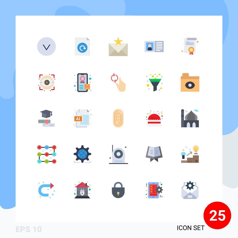 25 universelle flache Farbzeichen Symbole für Gradinformationen Umschlaginfo Kontakt editierbare Vektordesign-Elemente vektor
