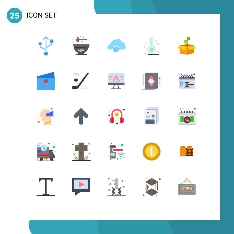 piktogram uppsättning av 25 enkel platt färger av växt ekologi nav eco termometer redigerbar vektor design element