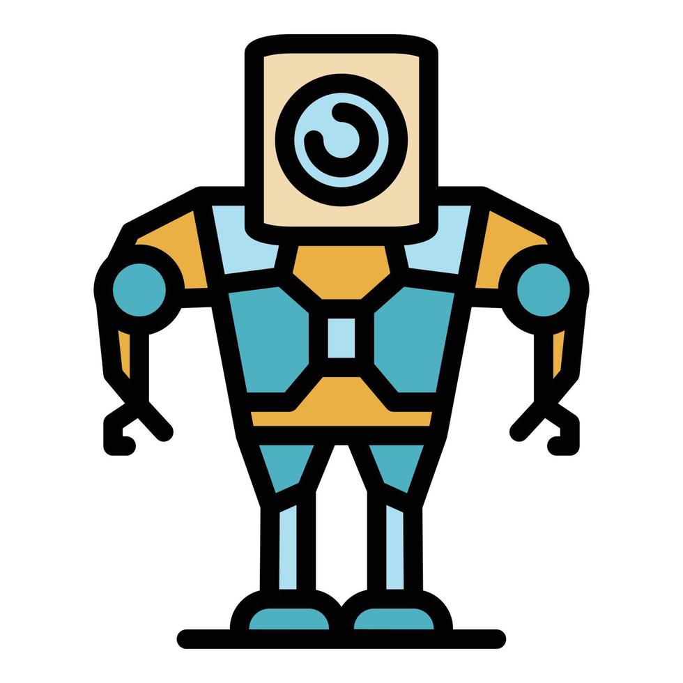 android robot ikon Färg översikt vektor