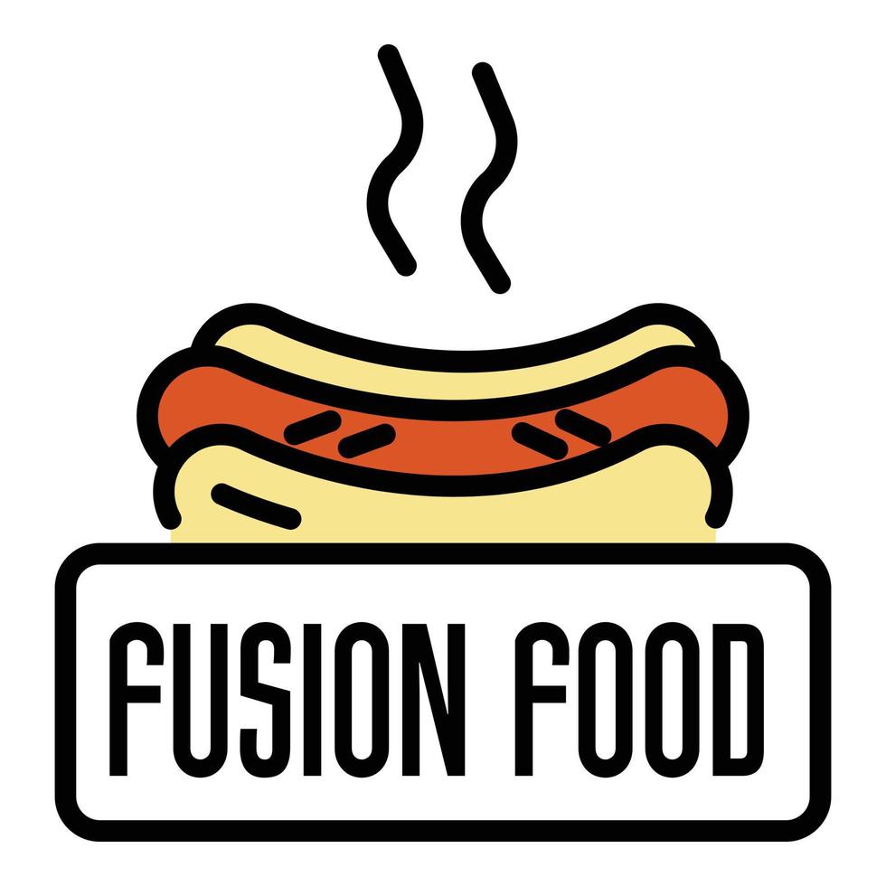 fusion varm mat logotyp, översikt stil vektor