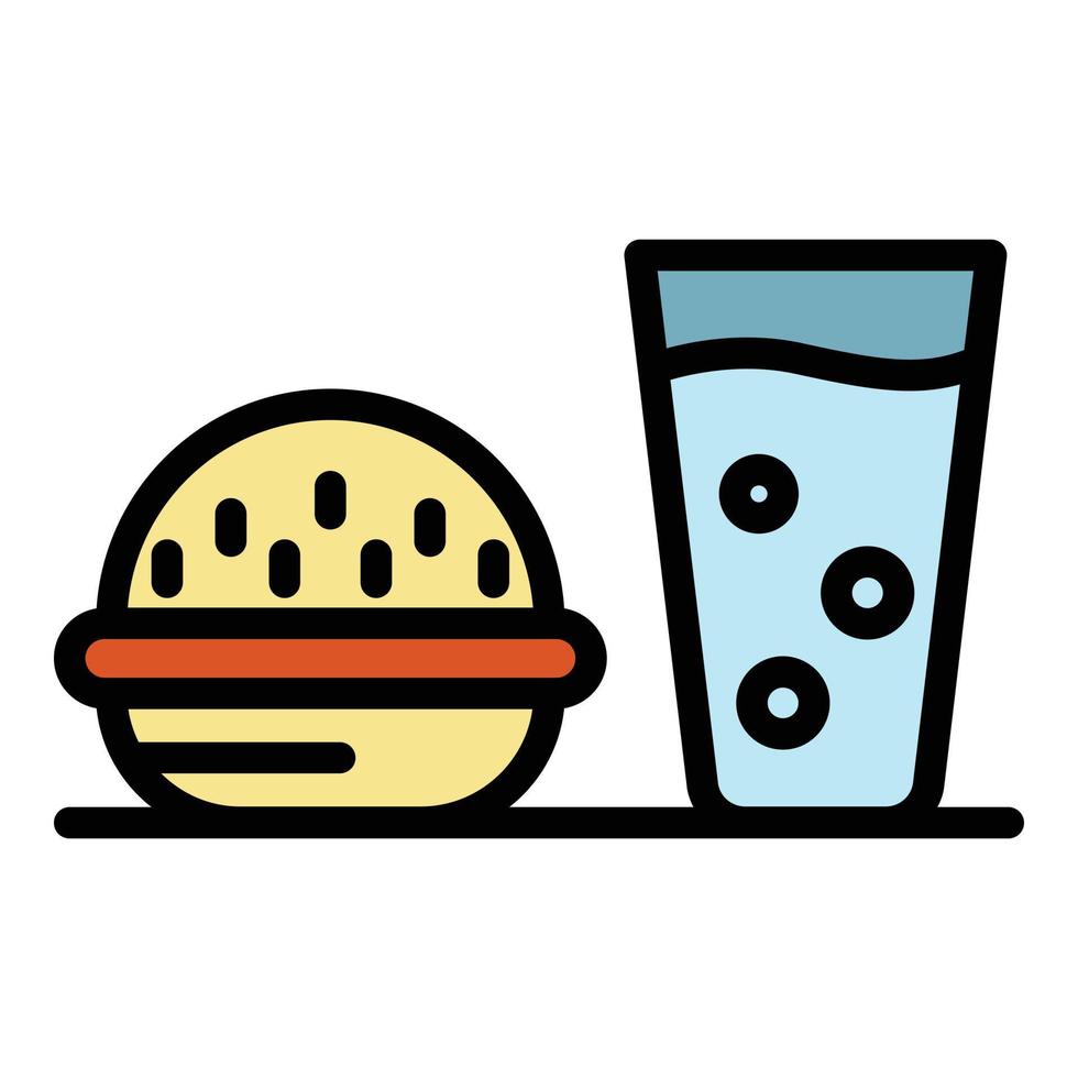 Burger Soda Glas Symbol Farbe Umriss Vektor