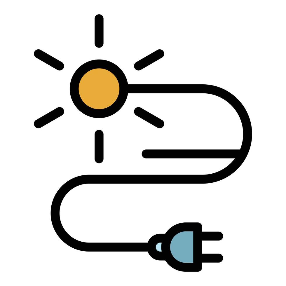 sol- energi tråd plugg ikon Färg översikt vektor