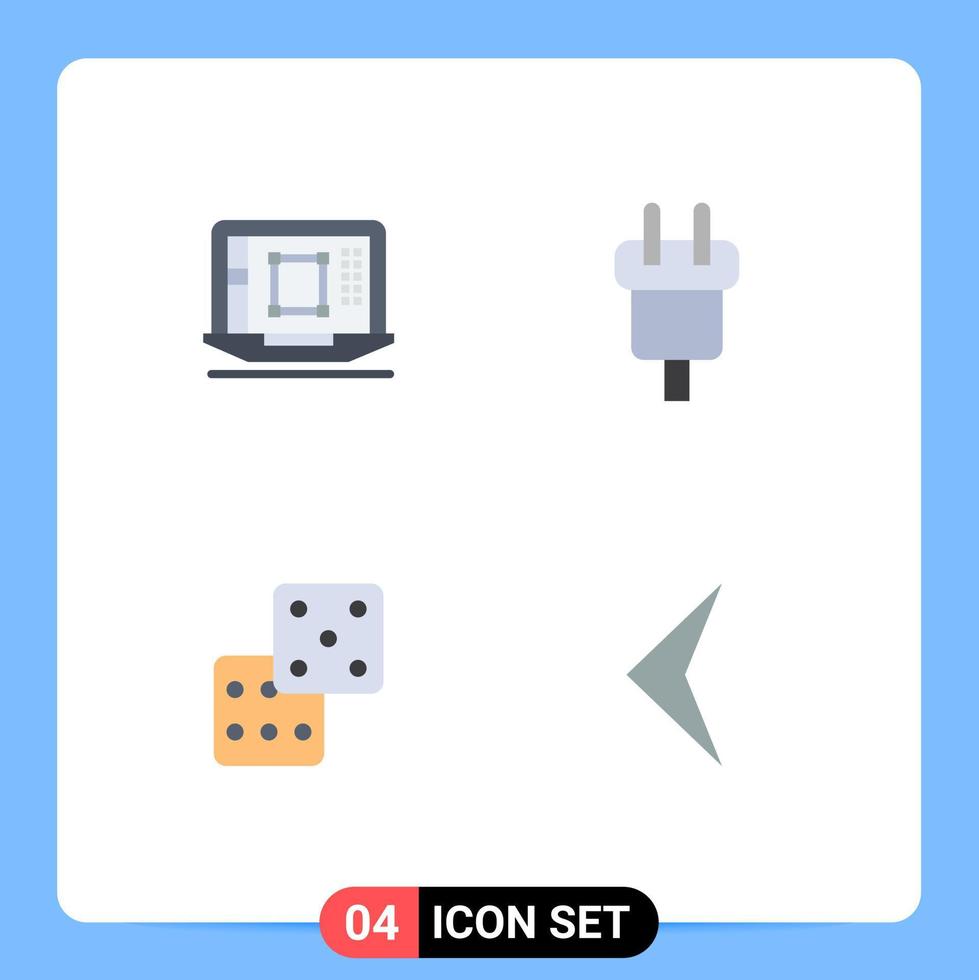 packa av 4 kreativ platt ikoner av bärbar dator kraft förbättra kontakt tärningar redigerbar vektor design element