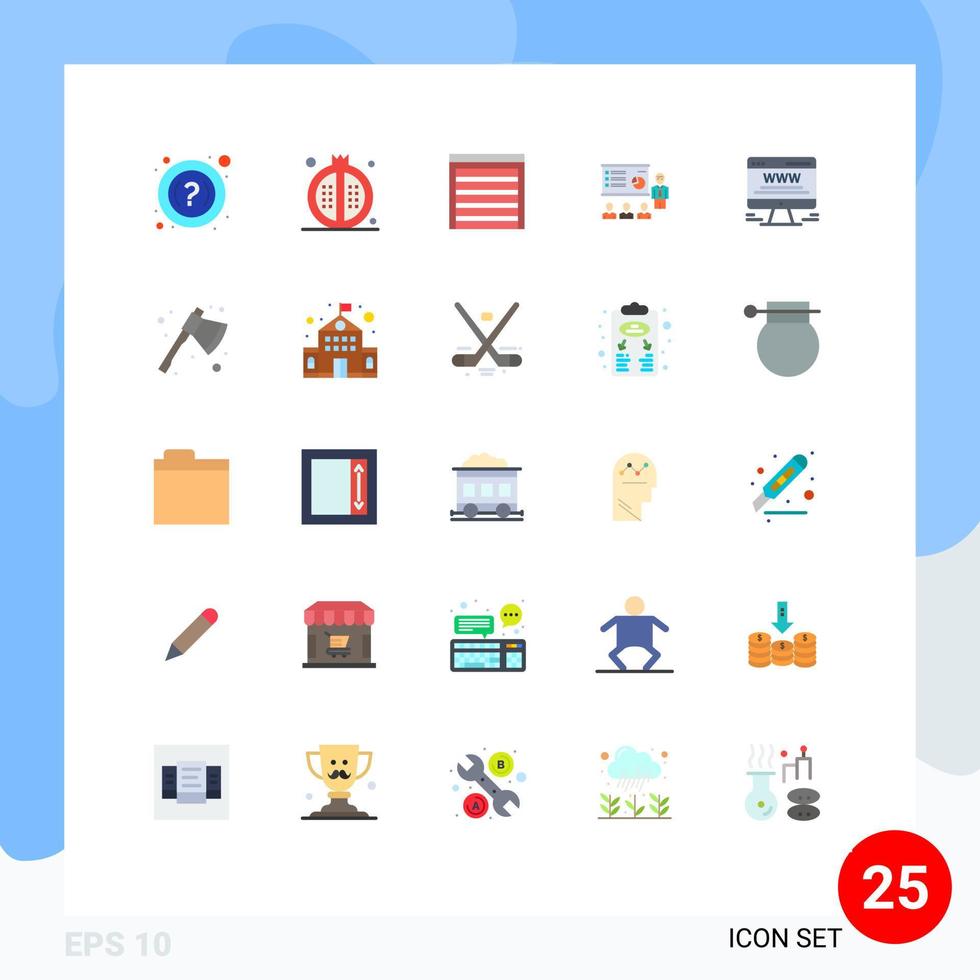 25 flaches Farbpaket der Benutzeroberfläche mit modernen Zeichen und Symbolen von Menschen Diagramm Tür Geschäftspräsentation editierbare Vektordesign-Elemente vektor