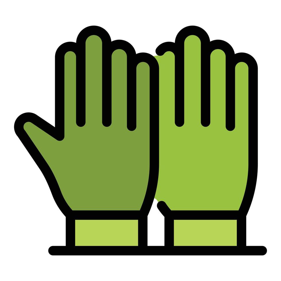 Fliesenleger Handschuhe Symbol Farbe Umriss Vektor