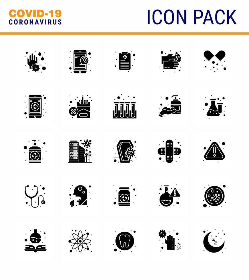 25 fast glyf coronavirus epidemi ikon packa suga som medicinsk piller vatten hälsa Diagram tvättning sjukvård viral coronavirus 2019 nov sjukdom vektor design element
