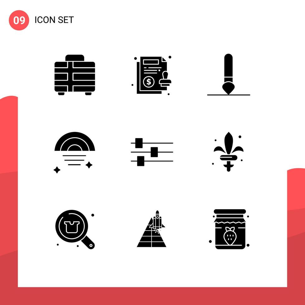 9 kreative Symbole moderne Zeichen und Symbole des Werkzeugdesigns Pinsel Wetter regnerisch editierbare Vektordesign-Elemente vektor