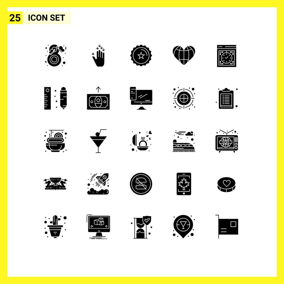modern uppsättning av 25 fast glyfer och symboler sådan som klot tycka om ner kärlek affär redigerbar vektor design element