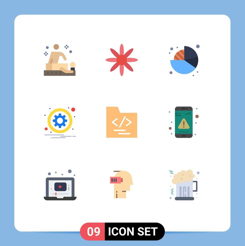 packa av 9 kreativ platt färger av fil alternativ Diagram miljö redskap redigerbar vektor design element